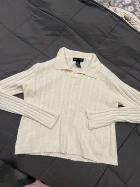 Classic Cream Cable Polo Sweater by Jamie & Scott